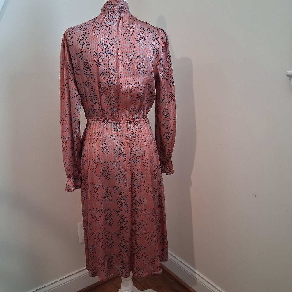 Tucker Stella Dress Paloma Spots Smocked Mock Neck Size Small - Picture 3 of 8